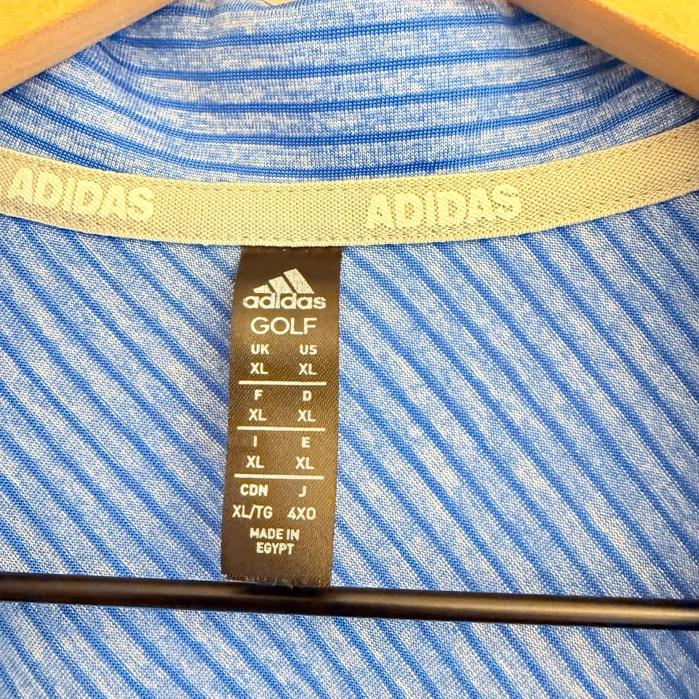 Adidas Men's Blue White Striped Golf Polo Shirt Size XL